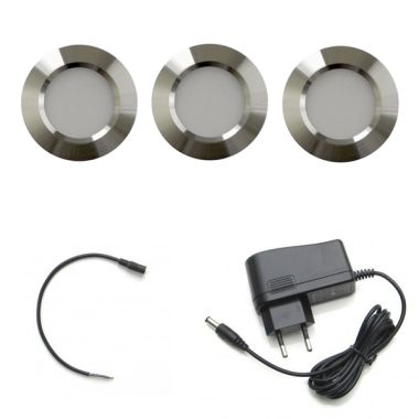 Lot de 3 spots LED plats encastrables fins 3W avec alimentation