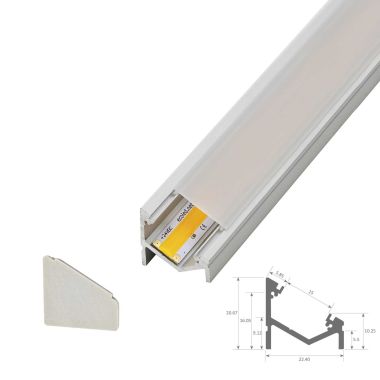 Profilé ruban LED étanche oblique asymétrique 2x3 mètres